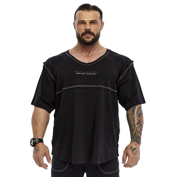 Mens Oversize Open V-neck T-shirt