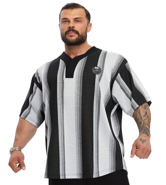 Mens Oversize Striped Rag Top Oldschool T-shirt