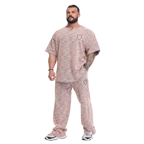 Mens Oversized Heavyweight Rag Top T-Shirt, Textured Fabric, Open V-Neck