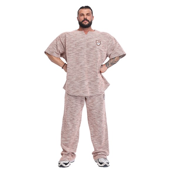 Mens Oversized Heavyweight Rag Top T-Shirt, Textured Fabric, Open V-Neck
