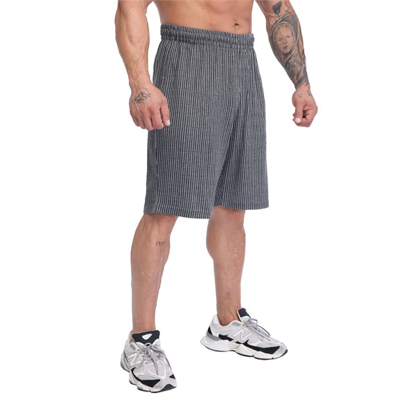 Mens Pinstripe Gym Shorts, Cotton, Loose Fit, with Pockets