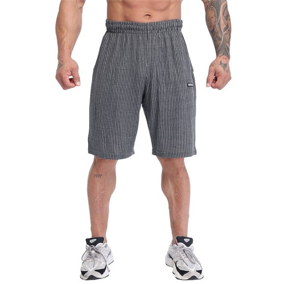 Mens Pinstripe Gym Shorts, Cotton, Loose Fit, with Pockets
