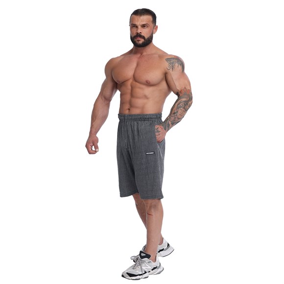 Mens Pinstripe Gym Shorts, Cotton, Loose Fit, with Pockets