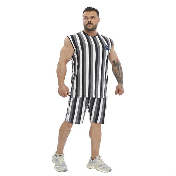 Mens Striped Sleeveless Cotton T-shirt