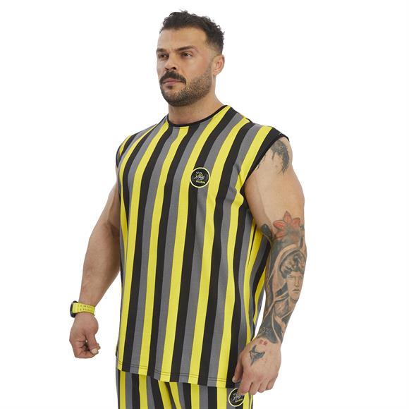 Mens Striped Sleeveless Cotton T-shirt
