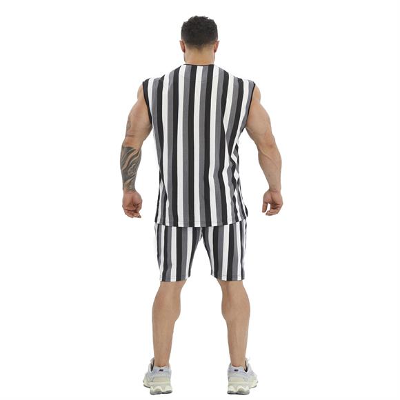 Mens Striped Sleeveless Cotton T-shirt