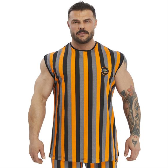 Mens Striped Sleeveless Cotton T-shirt