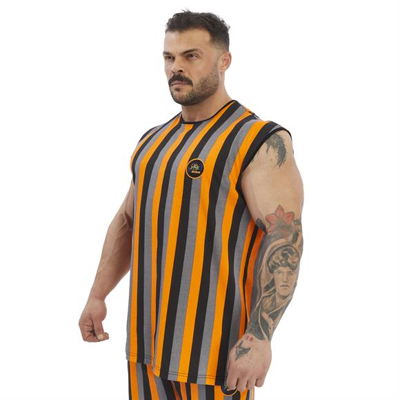 Mens Striped Sleeveless Cotton T-shirt