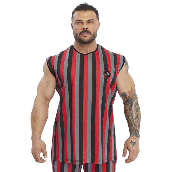 Mens Striped Sleeveless Cotton T-shirt