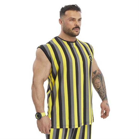 Mens Striped Sleeveless Cotton T-shirt