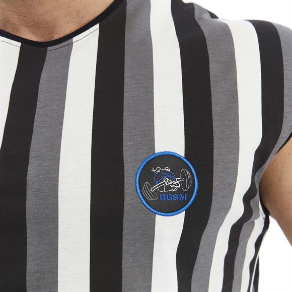 Mens Striped Sleeveless Cotton T-shirt