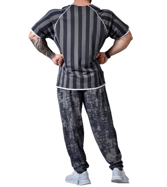 Mens Stripped Gym T-shirt Big Sam