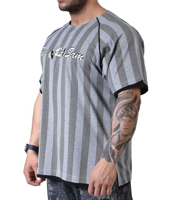 Mens Stripped Gym T-shirt Big Sam