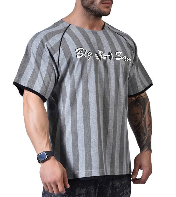 Mens Stripped Gym T-shirt Big Sam