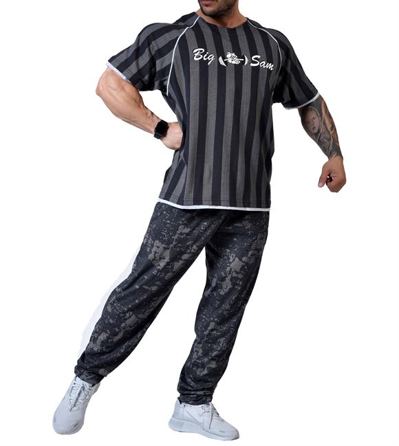 Mens Stripped Gym T-shirt Big Sam