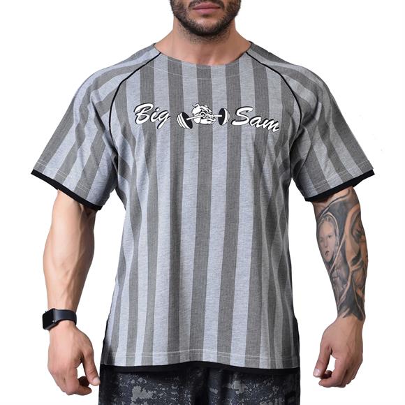 Mens Stripped Gym T-shirt Big Sam