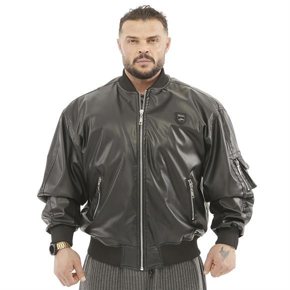 Oversize Leather Bomber Jacket Pilot Coat