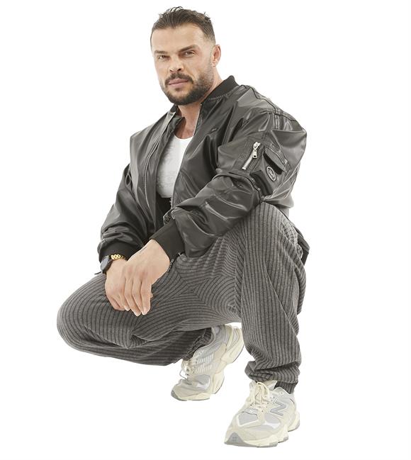 Oversize Leather Bomber Jacket Pilot Coat