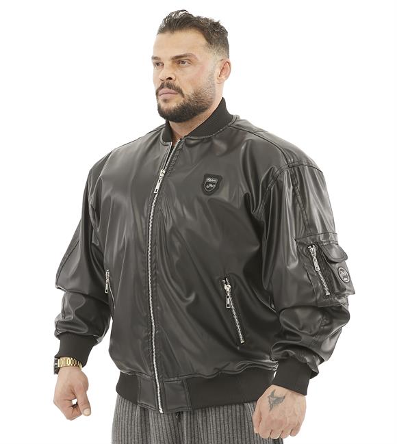 Oversize Leather Bomber Jacket Pilot Coat