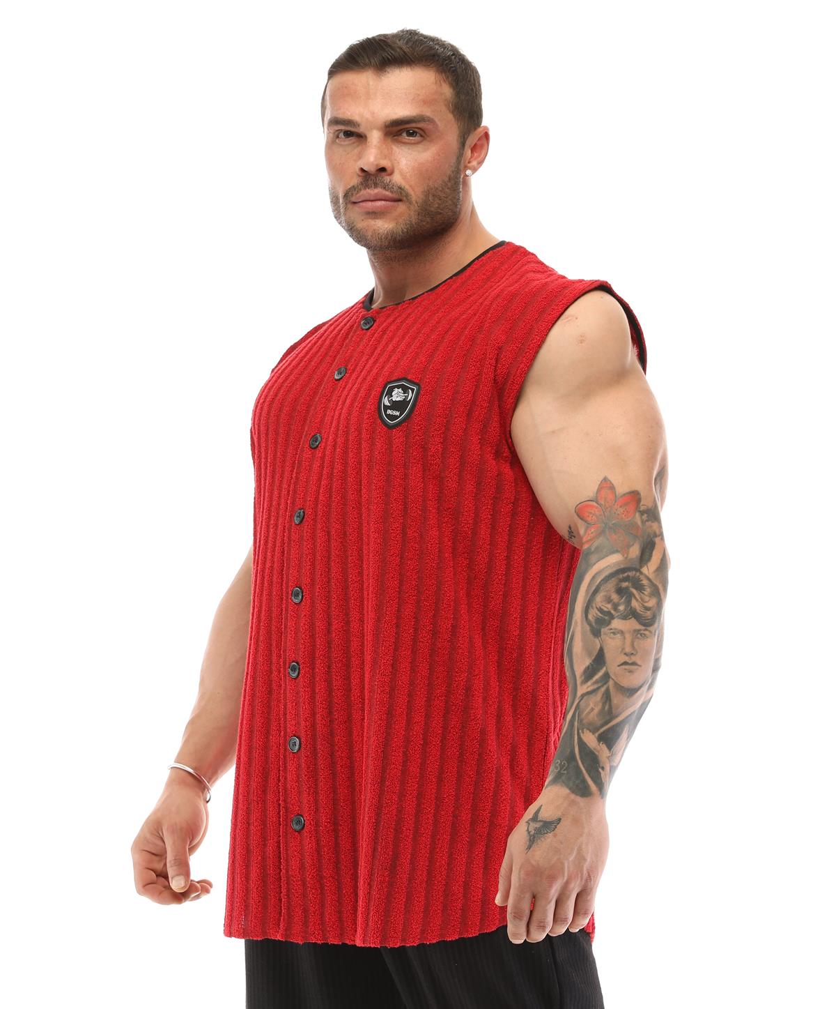 gym red baseball jersey