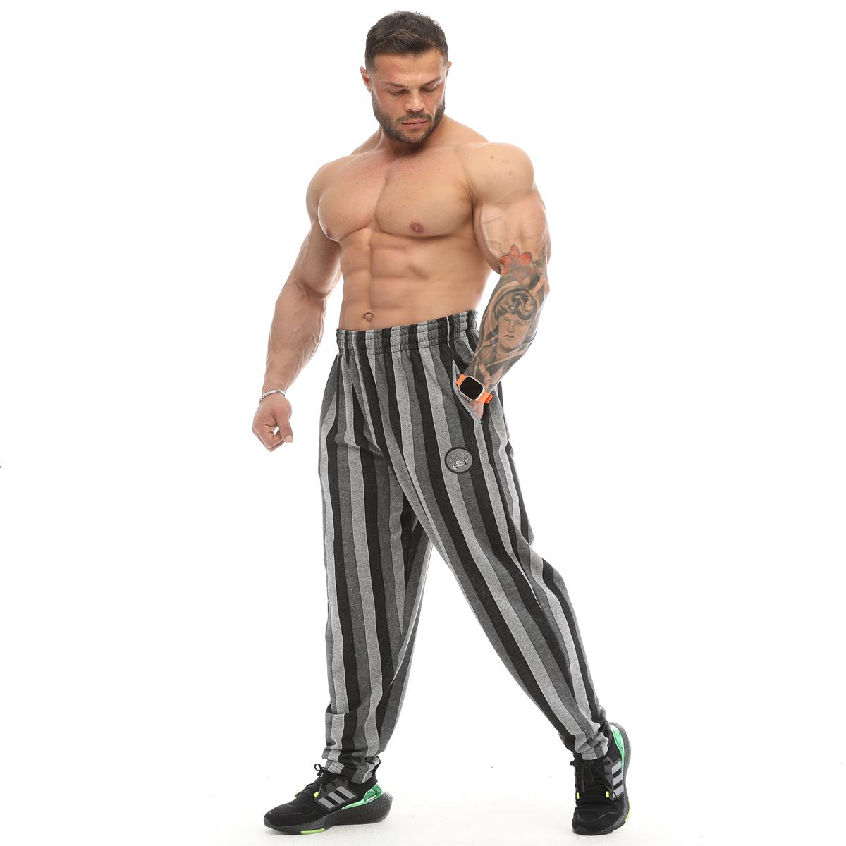 Men's Striped Bodybuilding Baggy Workout Pants