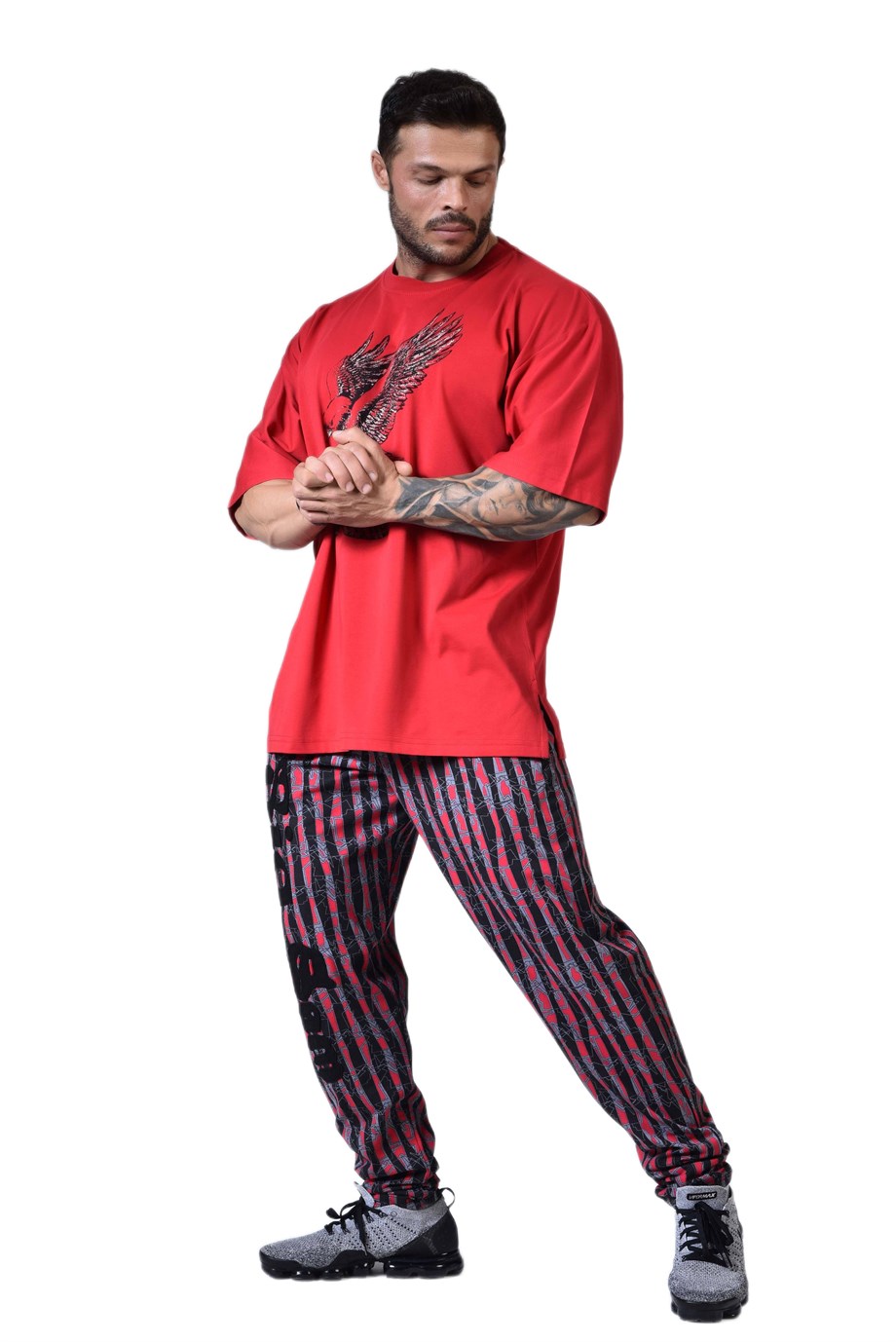 Crazee Wear Baggy Gym Pants Red Burnout Baggies at  Men's