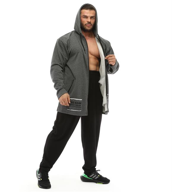 Men's Oversize Hooded Long Zipper Jacket