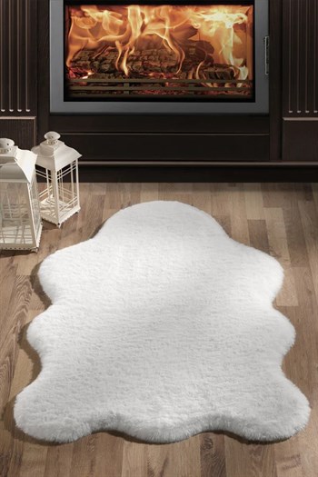 Carpetde Pomy Serisi Pamuk&Akrilik Dokuma Beyaz Tavşan Post PM01