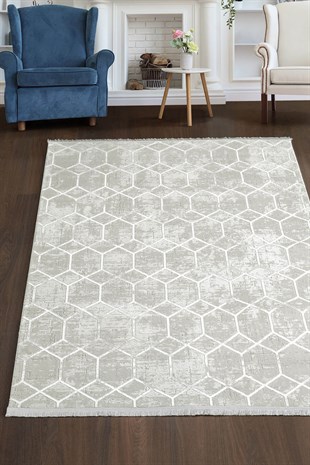 Carpetde Home Nouve Serisi Akrilik Koridor Salon Yatak Odası Mutfak için Tüm Ebatlı İpeksi Sık Dokulu Halı NV1064
