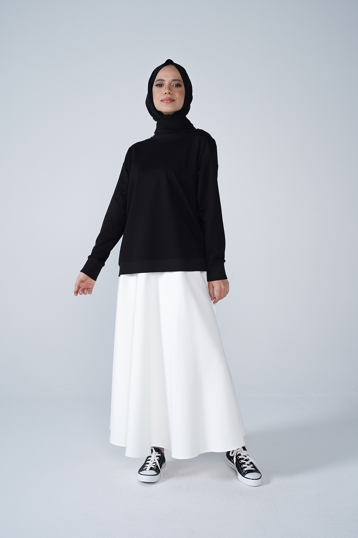 Bisiklet Yaka Basic İki İplik Swaet Siyah