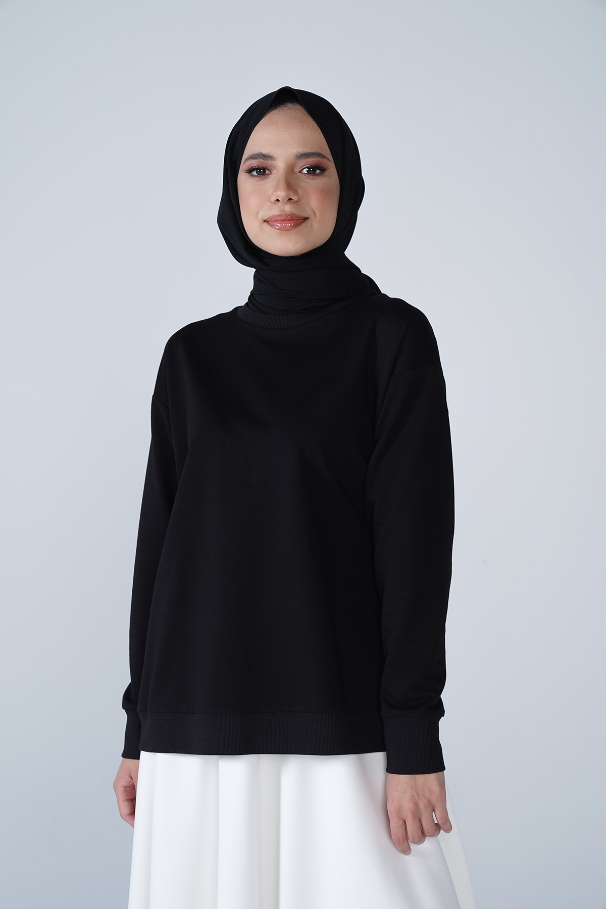 Bisiklet Yaka Basic İki İplik Swaet Siyah