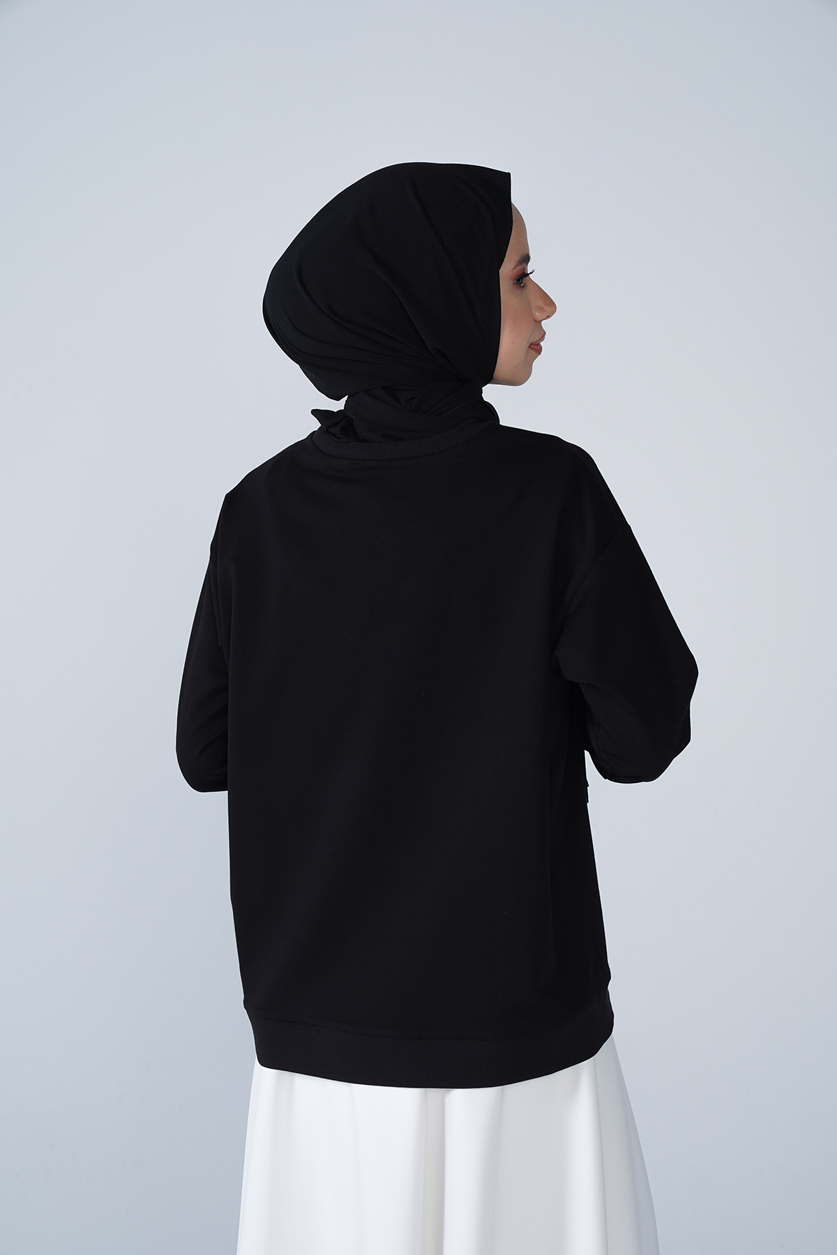 Bisiklet Yaka Basic İki İplik Swaet Siyah