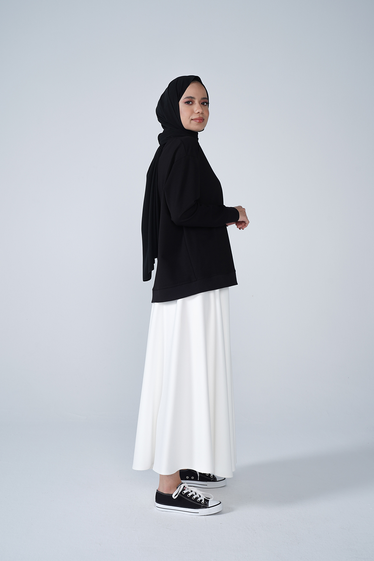 Bisiklet Yaka Basic İki İplik Swaet Siyah