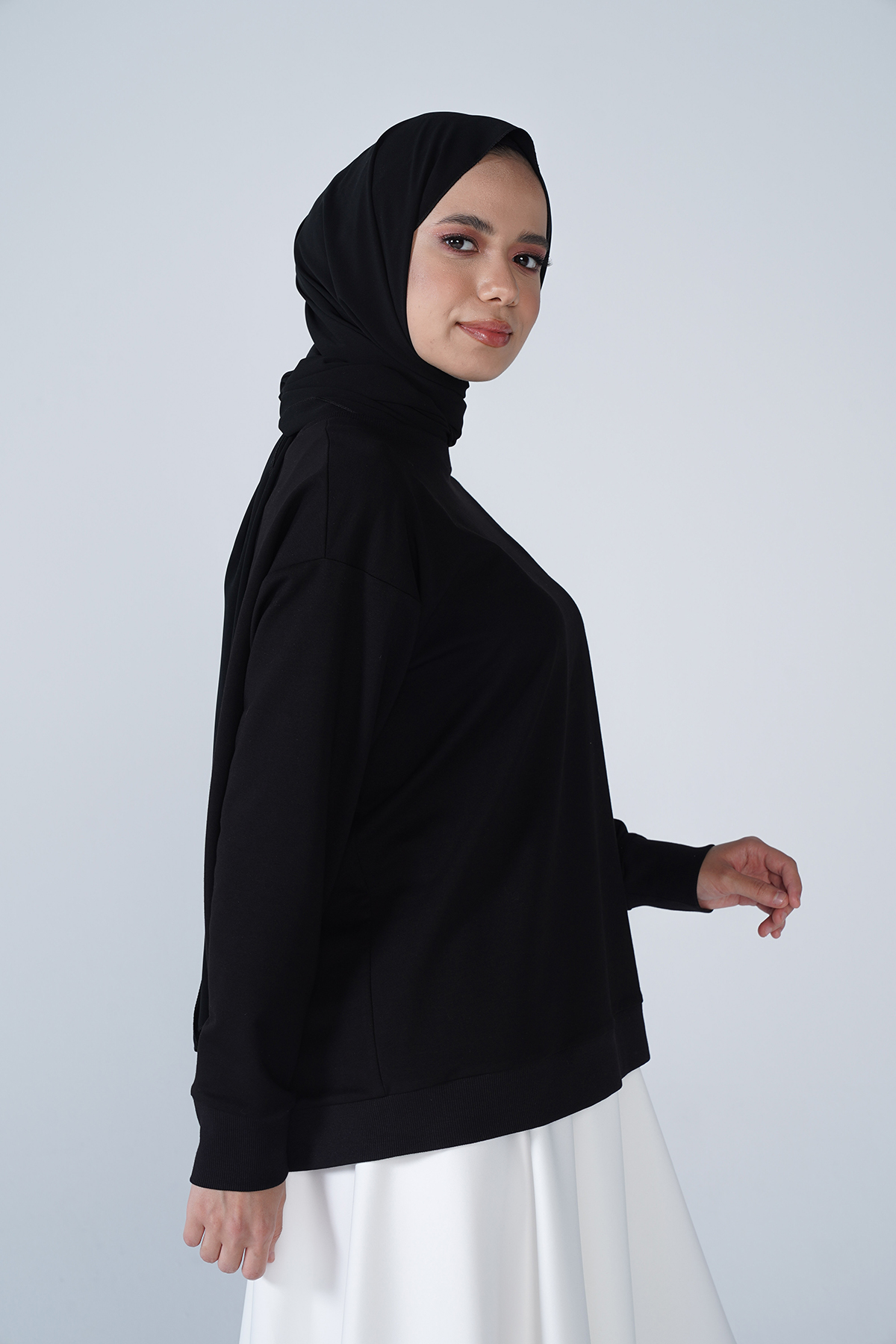 Bisiklet Yaka Basic İki İplik Swaet Siyah