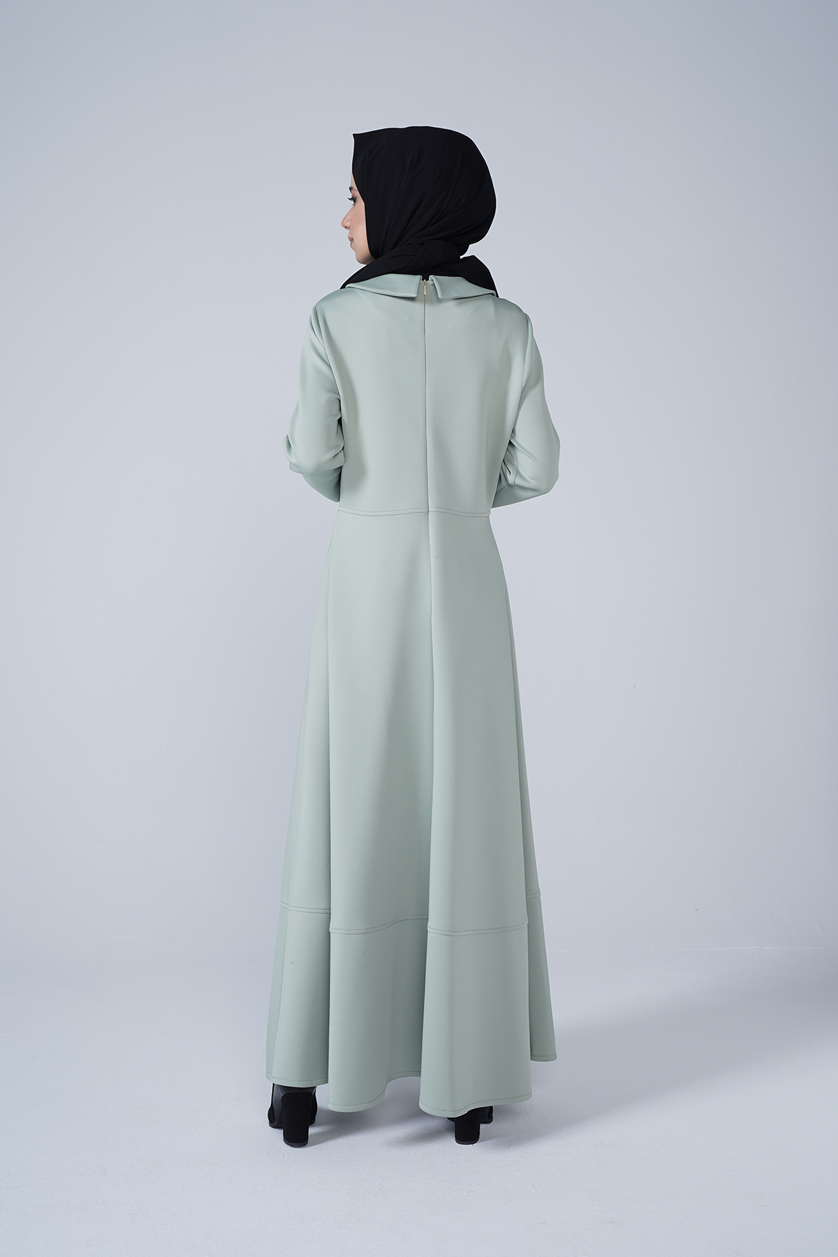 Scuba Kumaş Bebe Yaka Nil Elbise Mint