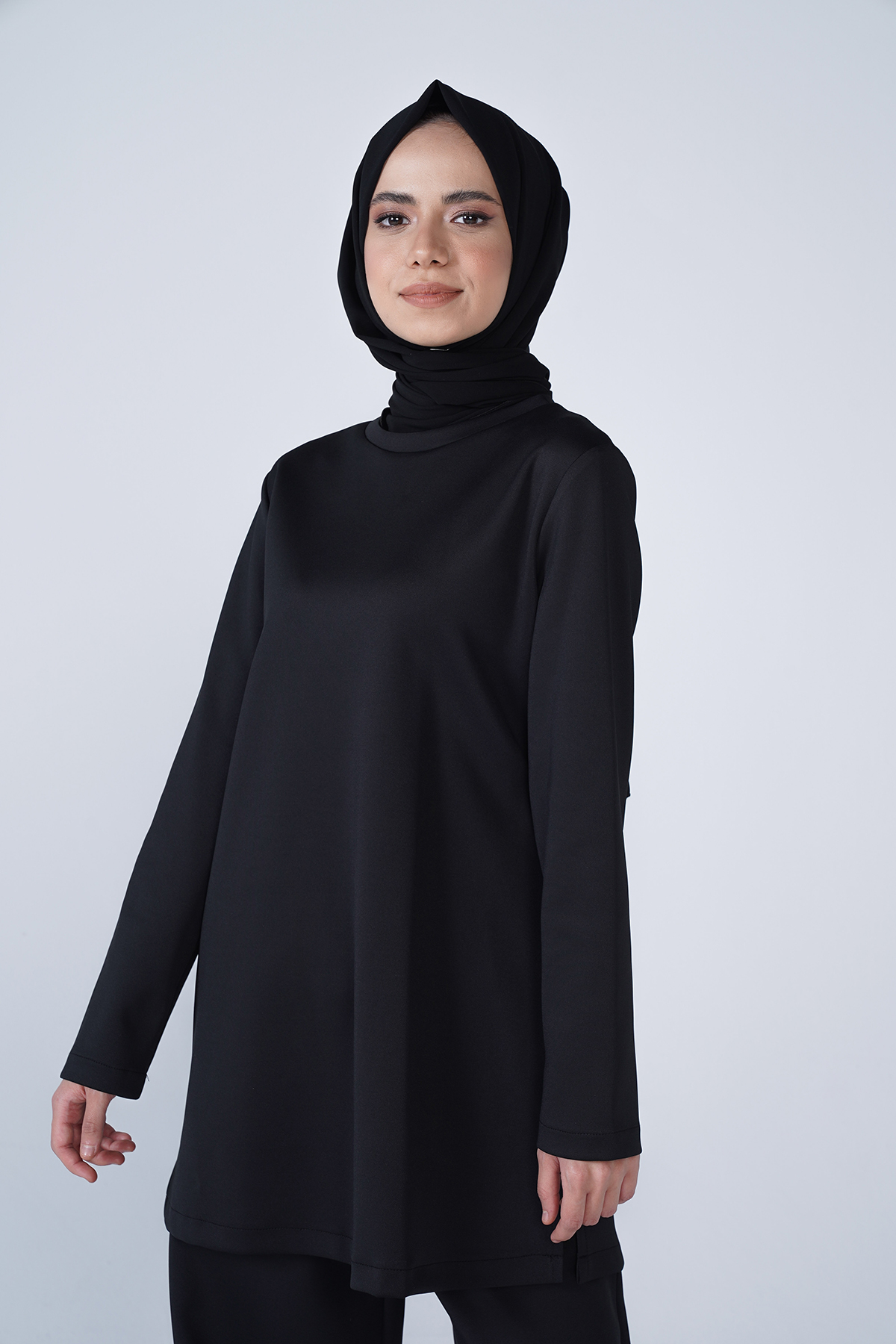 Scuba Kumaş Bisiklet Yaka Basic İkili Takım Siyah