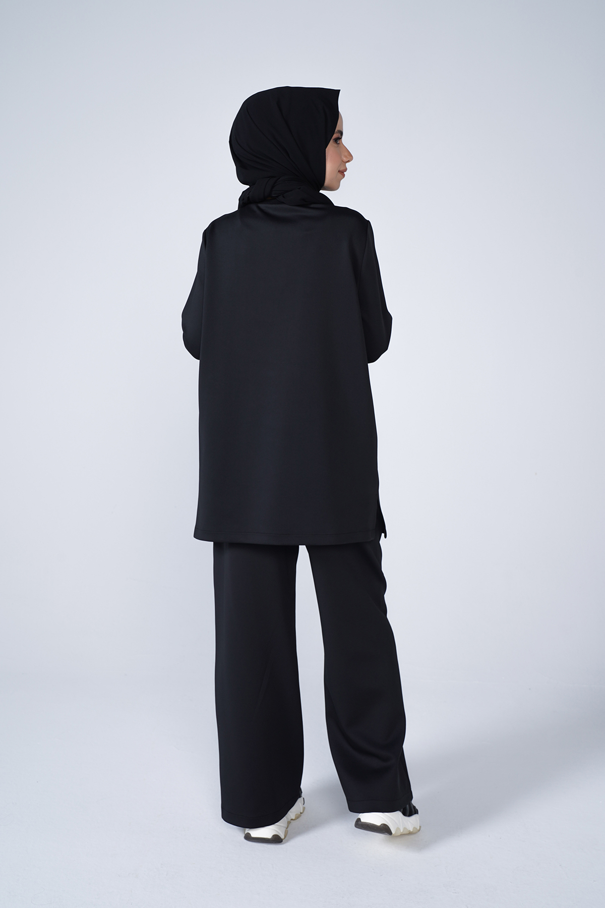 Scuba Kumaş Bisiklet Yaka Basic İkili Takım Siyah