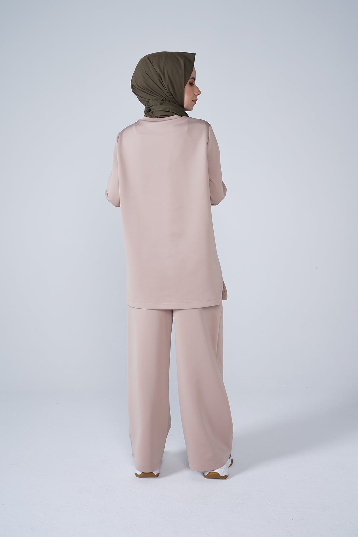 Scuba Kumaş Bisiklet Yaka Basic İkili Takım Vizon