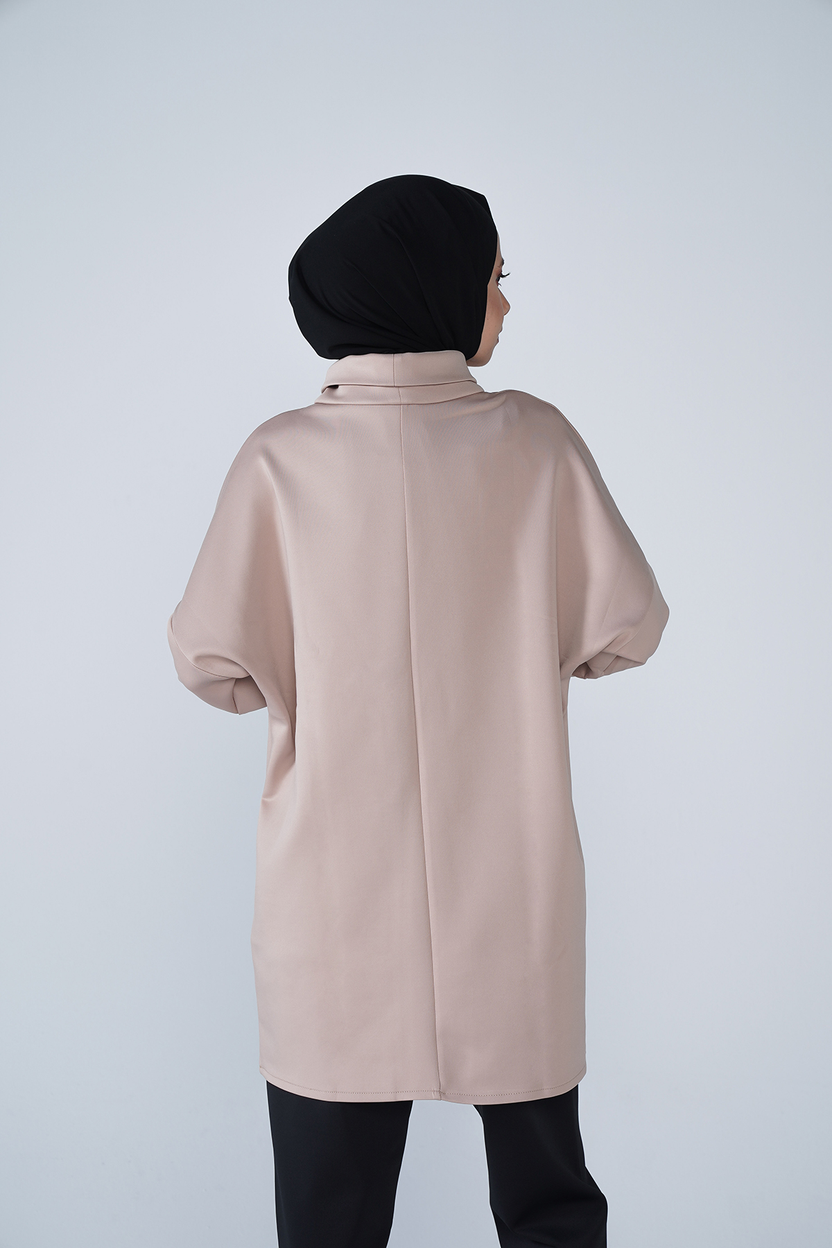 Yüksek Yaka Basic Scuba Tunik Vizon