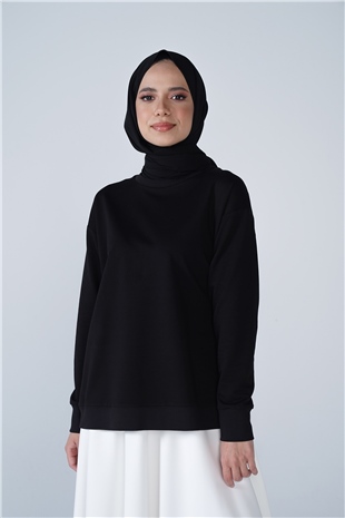 Bisiklet Yaka Basic İki İplik Swaet Siyah