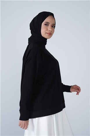 Bisiklet Yaka Basic İki İplik Swaet Siyah