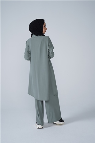 Düğmeli Cep Detaylı Bol Paça Aerobin İkili Takım Mint