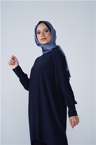 Kol Manşetli Bisiklet Yaka Piliseli Beyzi İkili Takım Lacivert