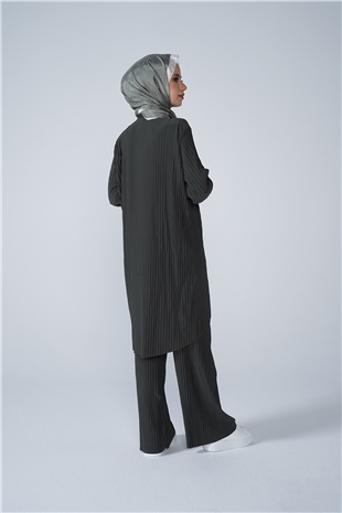 Kol Manşetli Bisiklet Yaka Piliseli Beyzi İkili Takım Haki