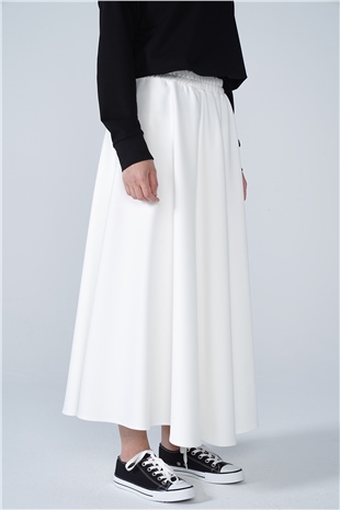 Scuba Kloş Etek Beyaz