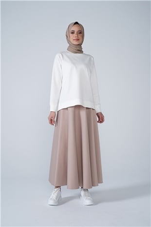 Scuba Kloş Etek Vizon