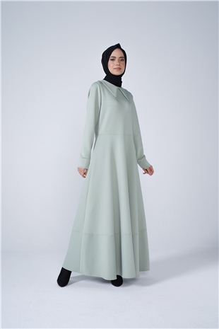 Scuba Kumaş Bebe Yaka Nil Elbise Mint
