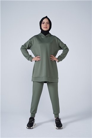 Scuba Kumaş Bilek Lastikli Pantolon Haki