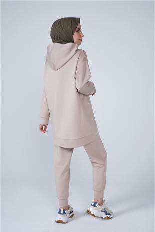 Scuba Kumaş Bilek Lastikli Pantolon Vizon