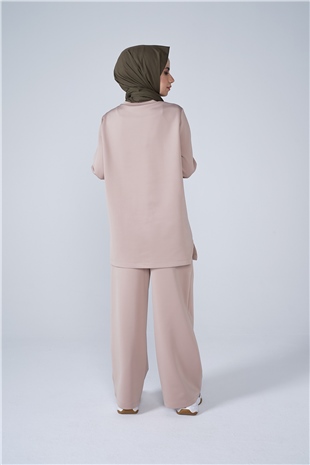 Scuba Kumaş Bisiklet Yaka Basic İkili Takım Vizon